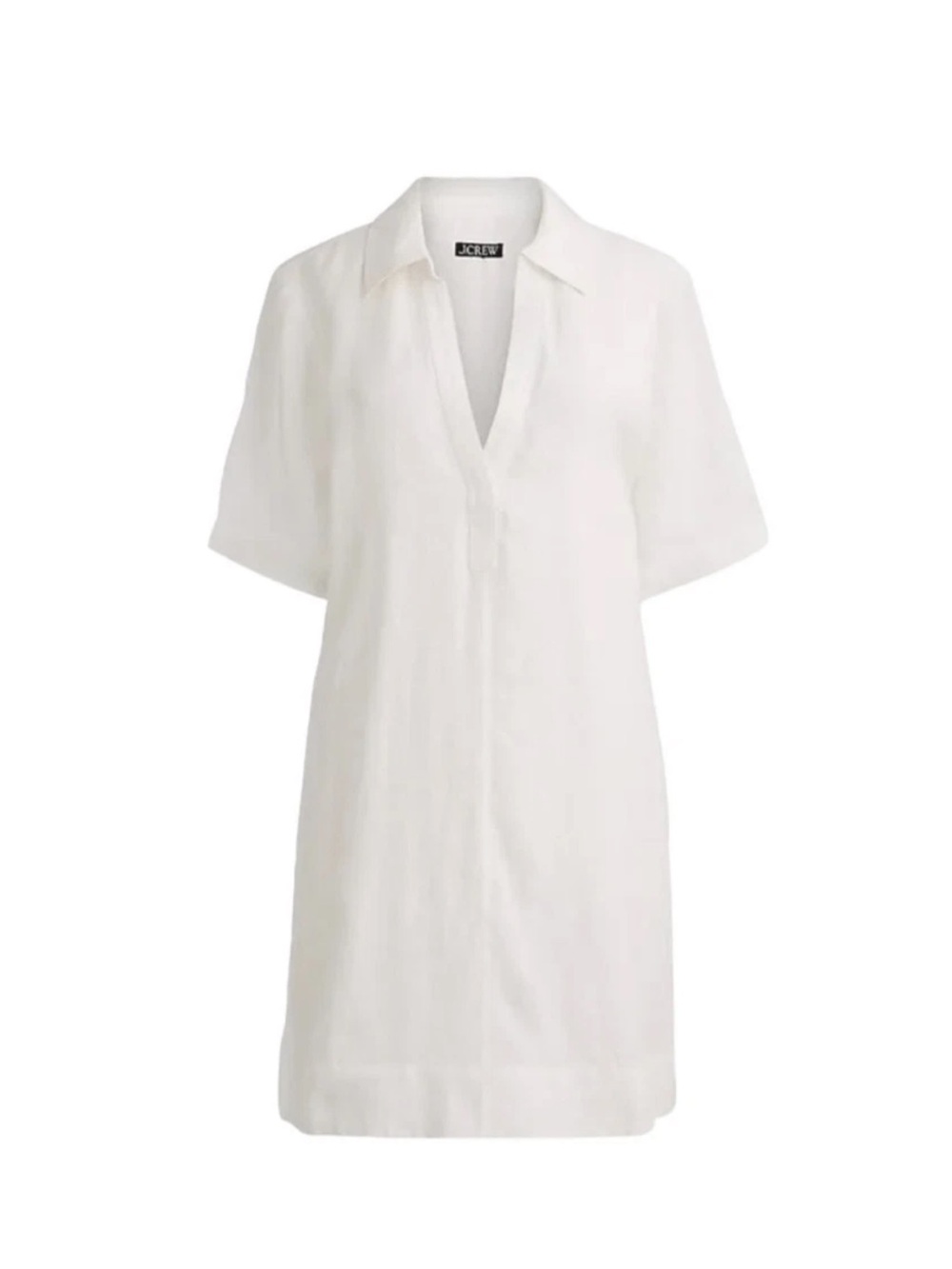 J. Crew White Short-Sleeve Linen Bungalow Popover Dress - Small Tall